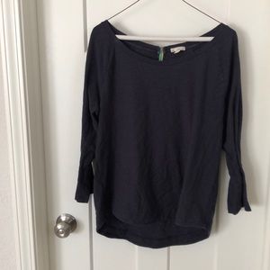 Gap Navy Boat neck top with zipper detail on back